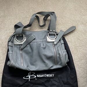 B. Makowsky Slate Leather Shoulder Bag